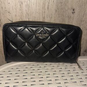 Kate Spade Black Quilted Zip Wallet